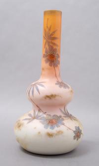 A Burmese Enameled Glass Vase, Height 12 inches.