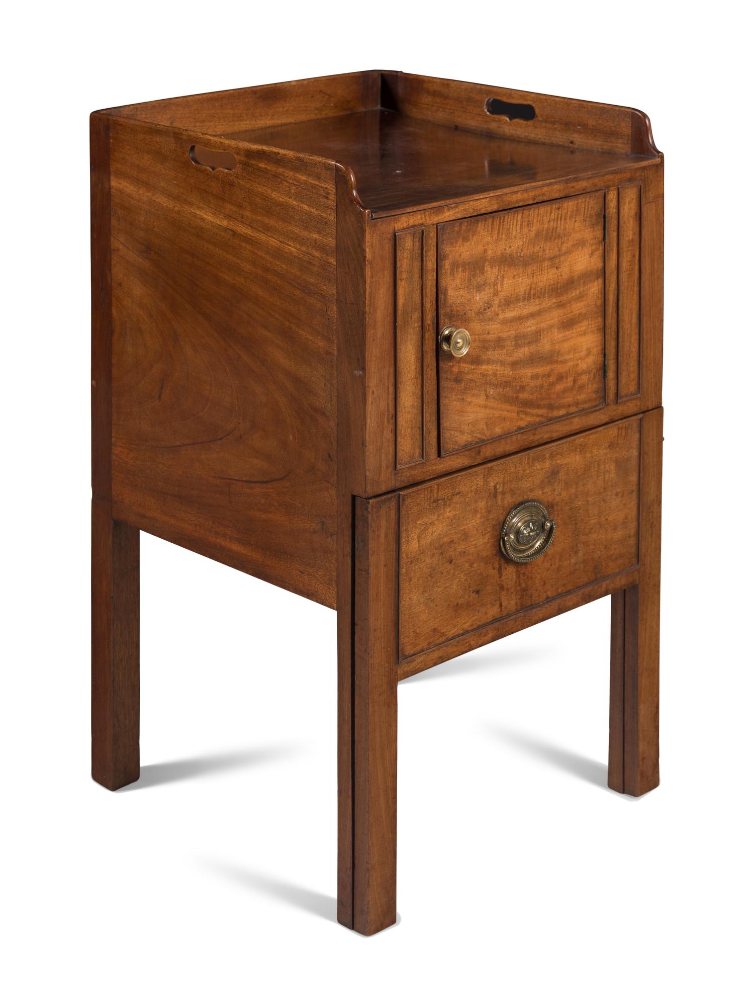 A Pair of George III Mahogany Bedside Cabinets