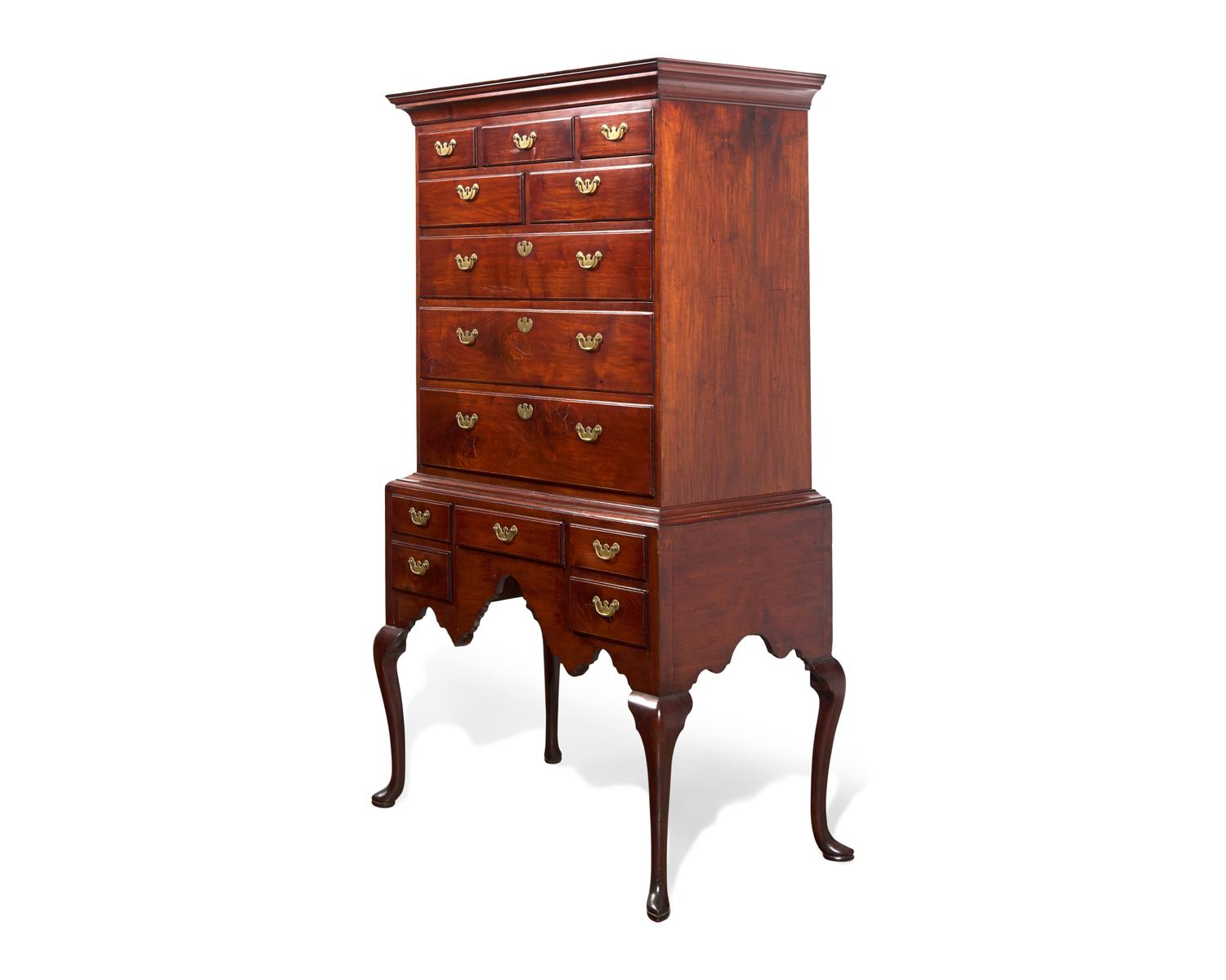 A Queen Anne Walnut High Chest of Drawers