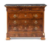 A Louis Philippe Walnut Marble-Top Chest of Drawers