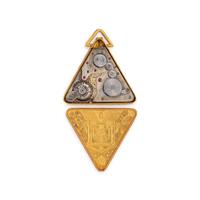 YELLOW GOLD MASONIC OPEN FACE POCKET WATCH AND FOB