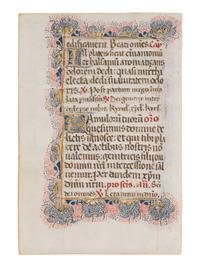 ANONYMOUS SOUTHERN FRENCH ILLUMINATOR A leaf from the “Cochon Hours,” in Latin, illuminated manuscript on parchment [France, Avignon, c. 1460-1470]