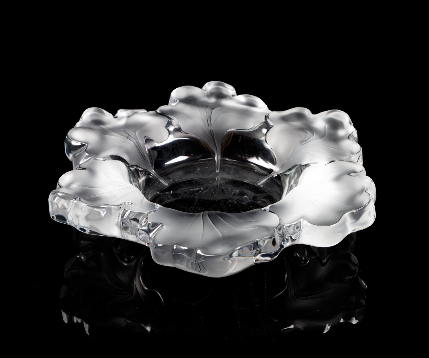 Lalique, a Capucines pattern molded and frosted glass bowl