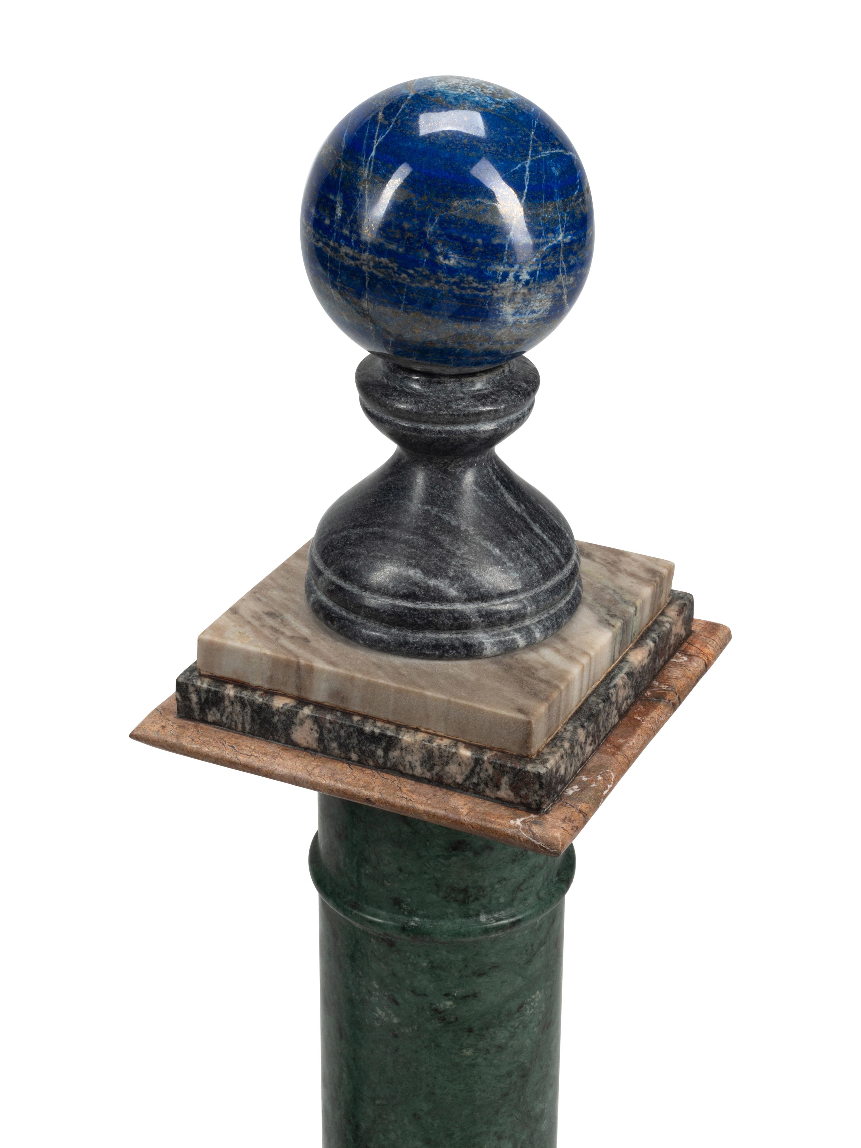 A Pair of Large Grand Tour Style Specimen Marble Column Ornaments