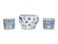 Three Chinese Blue and White Planters — 20TH CENTURY
