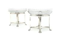 A Pair of American Silver Epergnes, George Gebelein, Height overall 8 1/8 inches.