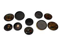 Five Continental Lacquered Papier Mache Snuff Boxes