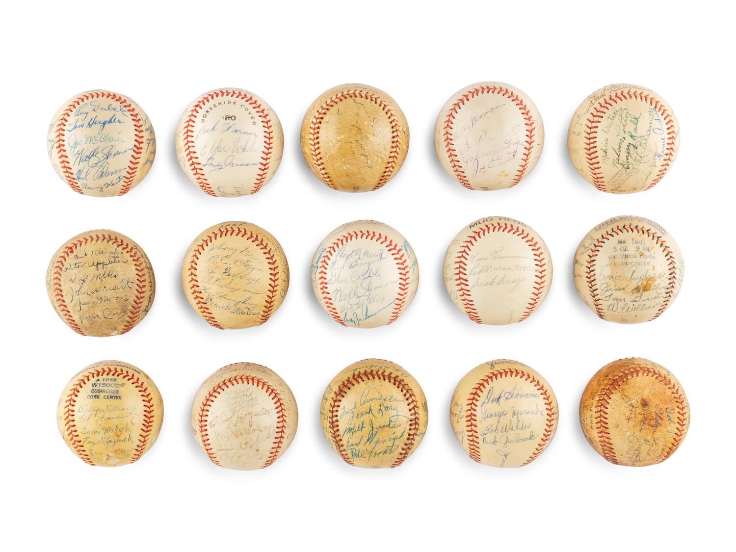 A Group of 65 Vintage Minor and Independent League Signed Autograph Baseballs