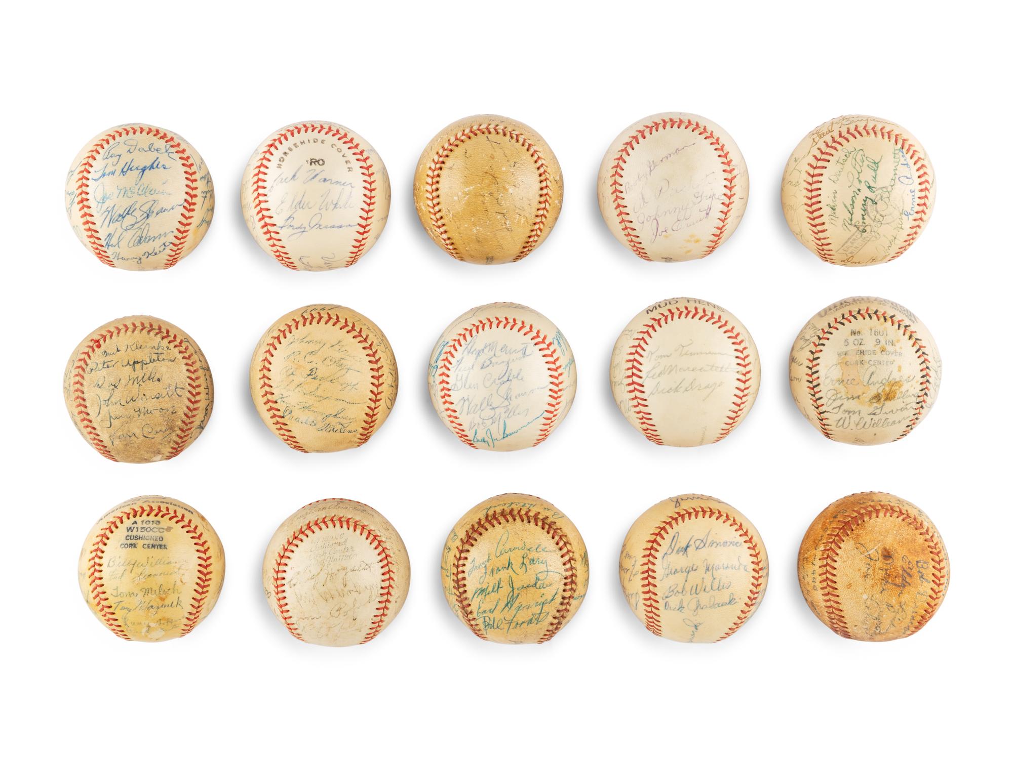 A Group of 65 Vintage Minor and Independent League Signed Autograph Baseballs