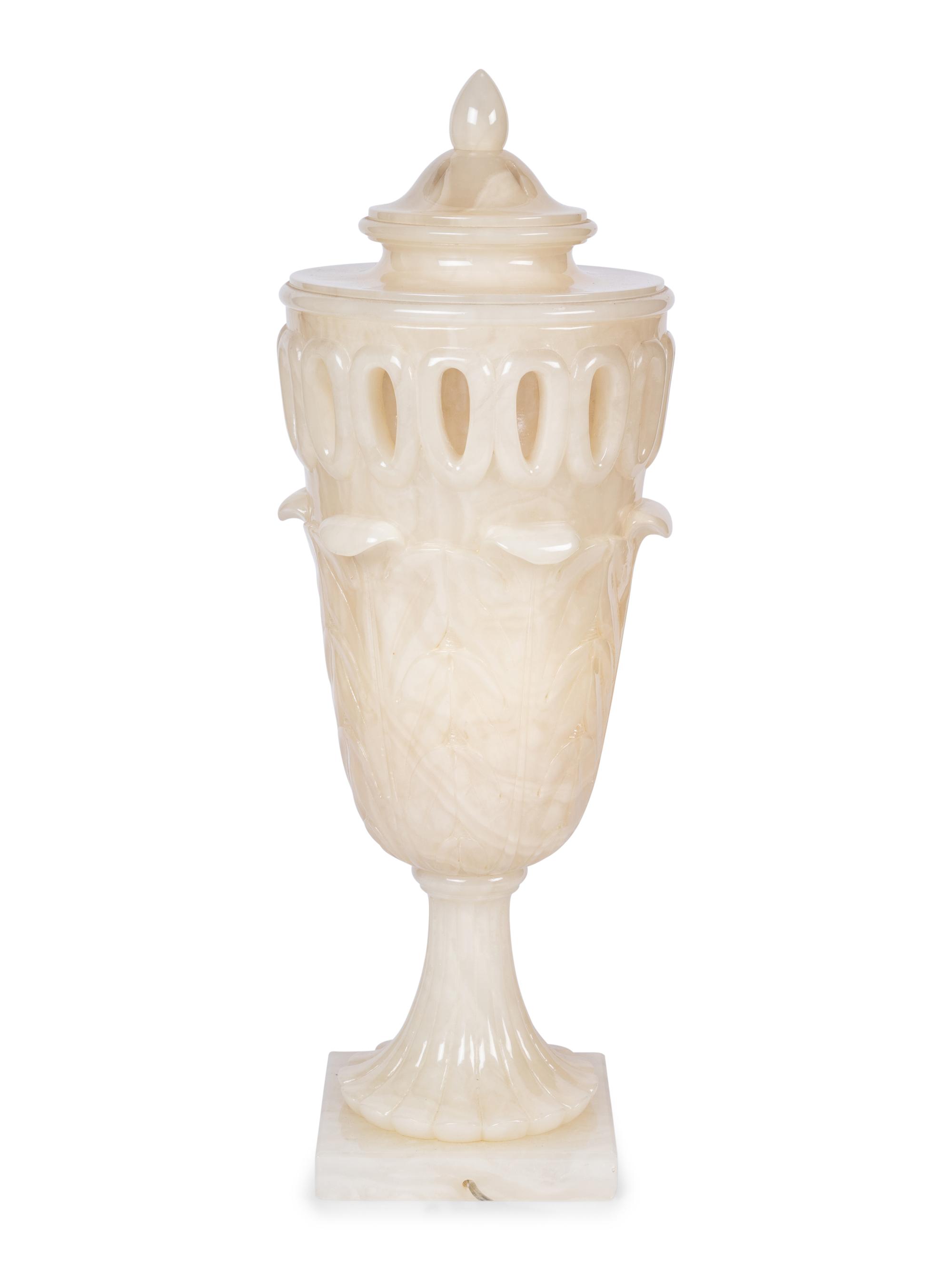 A Baroque Style Glass Covered Urn Mounted as a Lamp