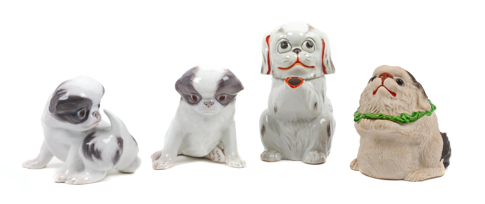 A Group of Four Japanese Chin Figures Height of tallest 7 inches.