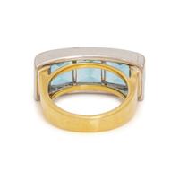 BICOLOR GOLD, BLUE TOPAZ AND DIAMOND RING