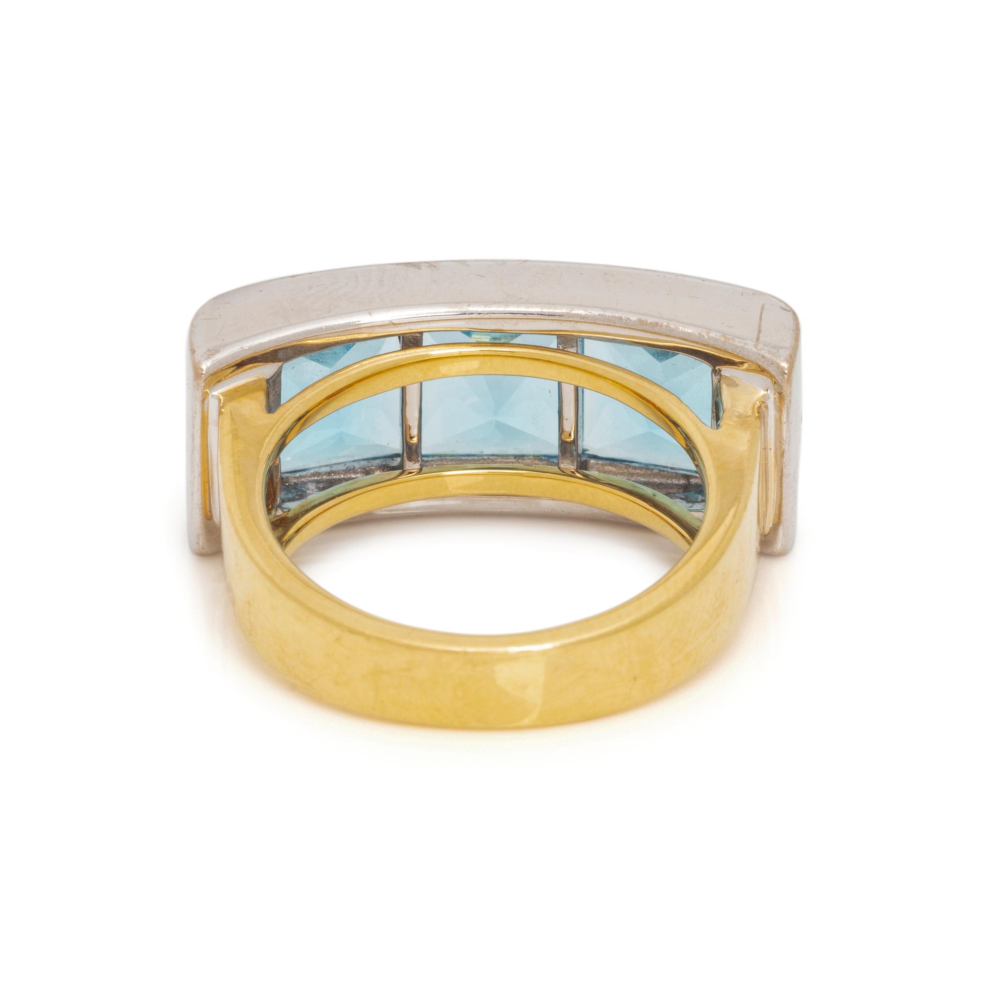 BICOLOR GOLD, BLUE TOPAZ AND DIAMOND RING