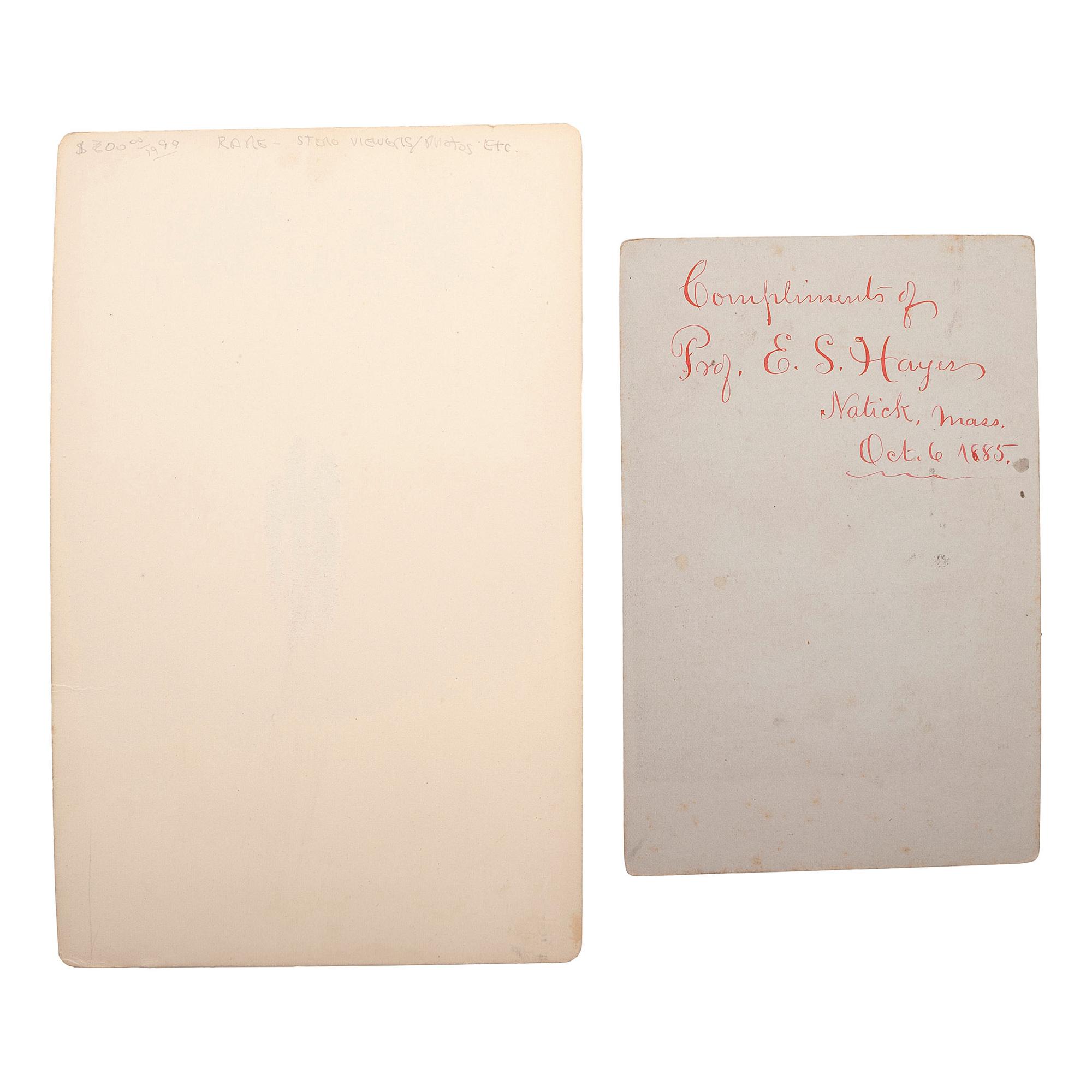 [EARLY PHOTOGRAPHY]. A group of albumen and silver gelatin photographs showing early photographers, their equipment, and pioneering techniques, comprising: