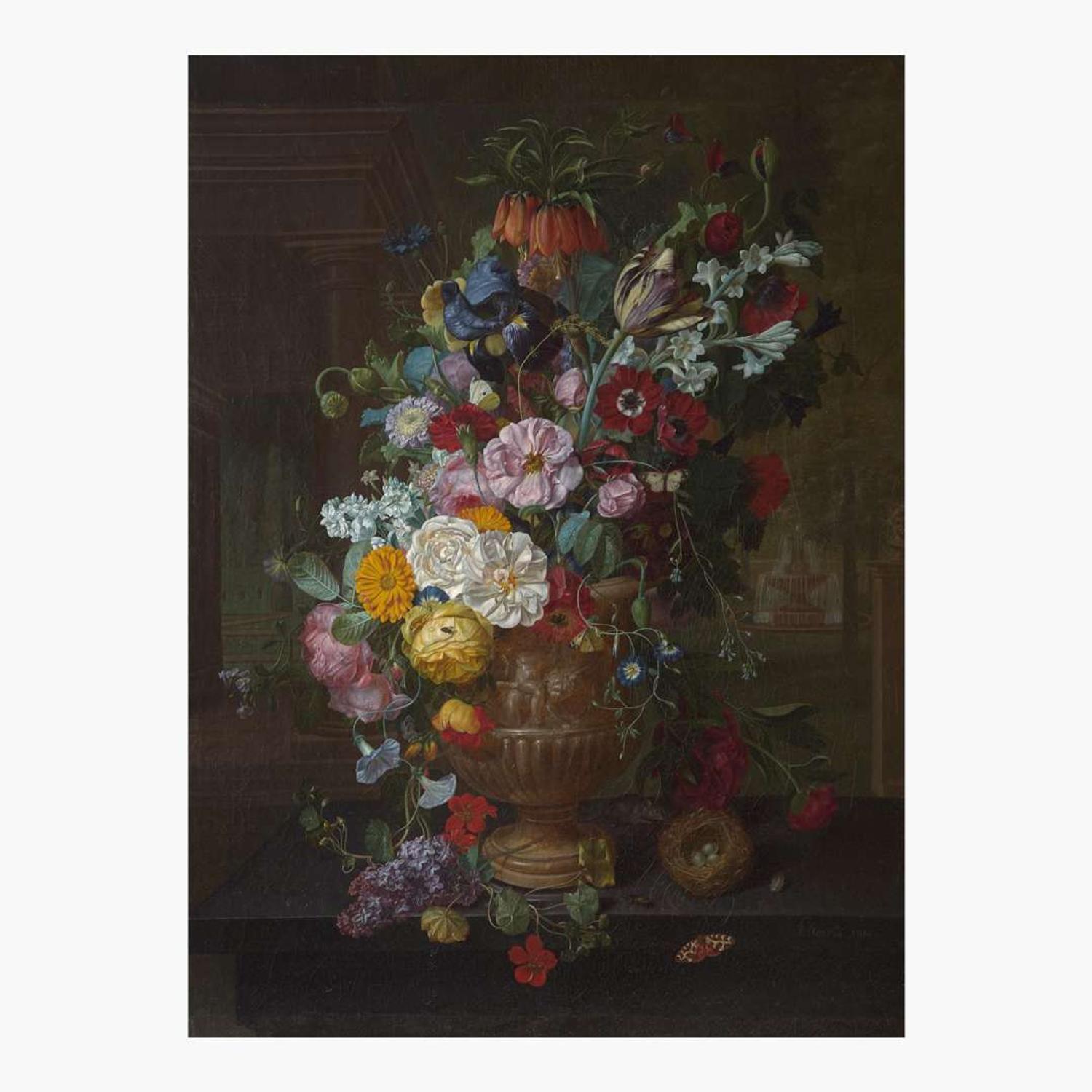 Jean-François Eliaerts (Belgian, 1761–1848) Still Life with Mixed Flowers in an Urn on a Ledge