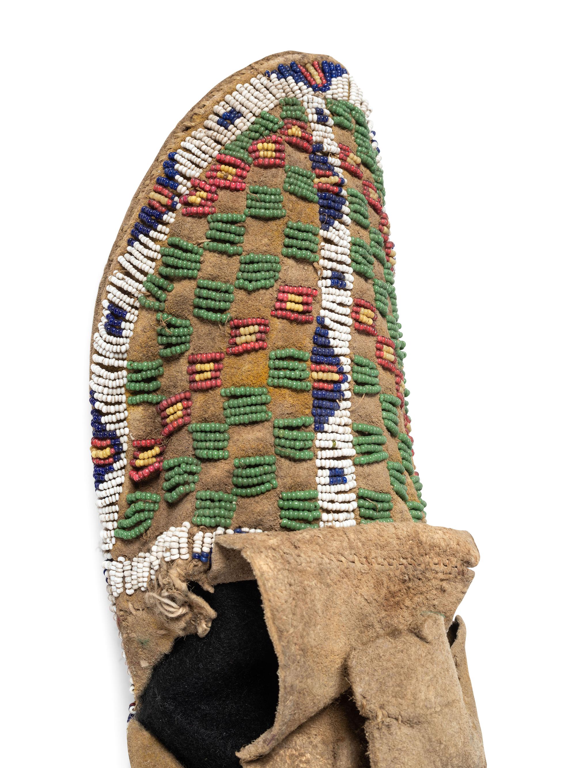 Sioux Beaded Buffalo Hide Hightop Moccasins
