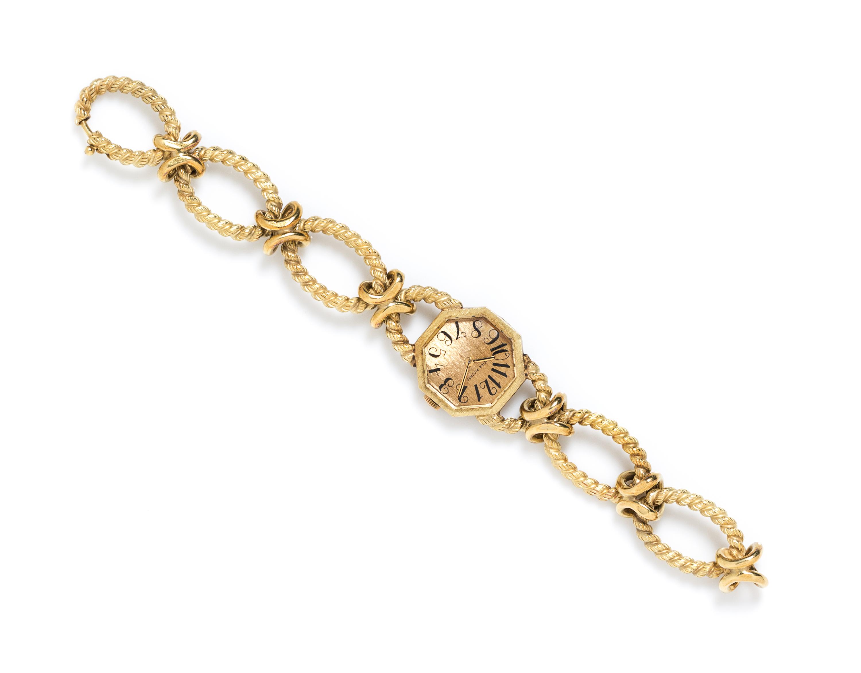 A Yellow Gold Wristwatch, Lucien Piccard, 21.30 dwts.