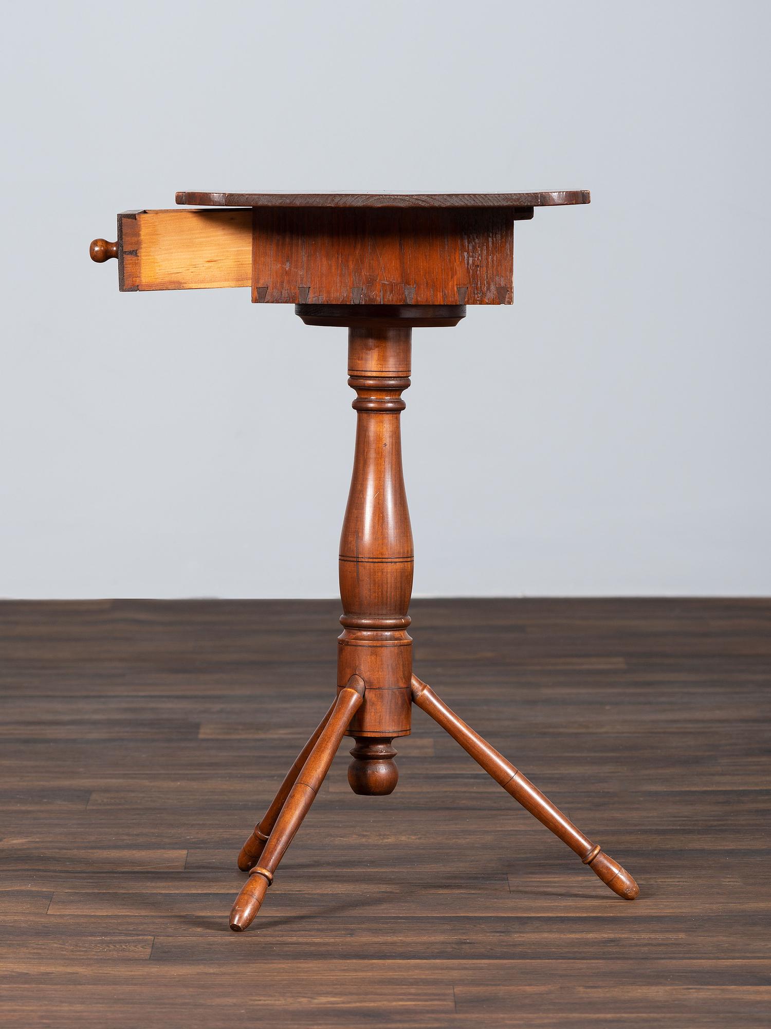 A Shaker One-Drawer Peg Leg Work Table