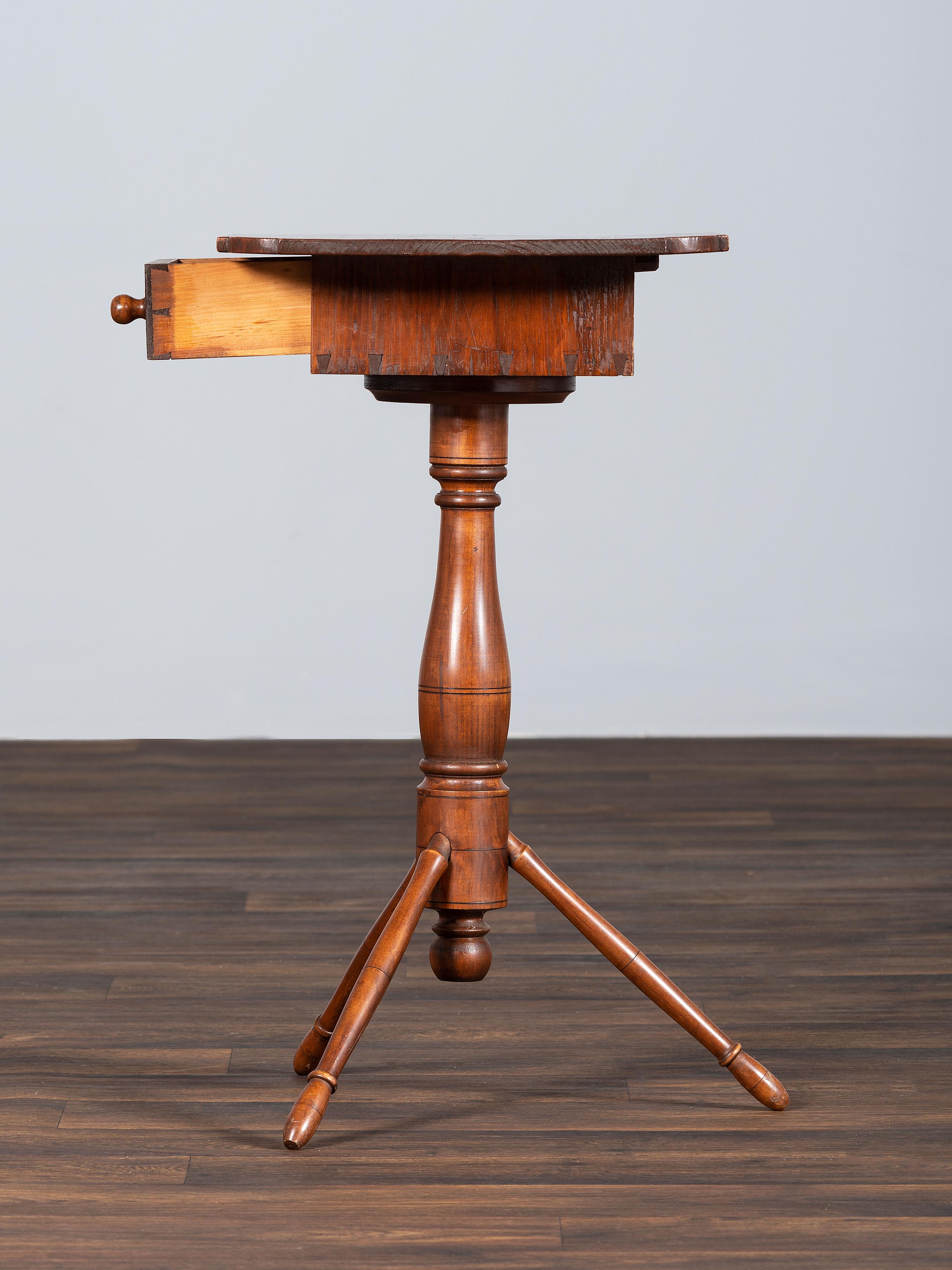 A Shaker One-Drawer Peg Leg Work Table