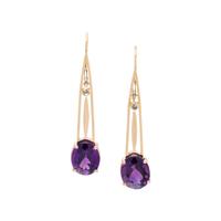 YELLOW GOLD, AMETHYST AND DIAMOND EARRINGS