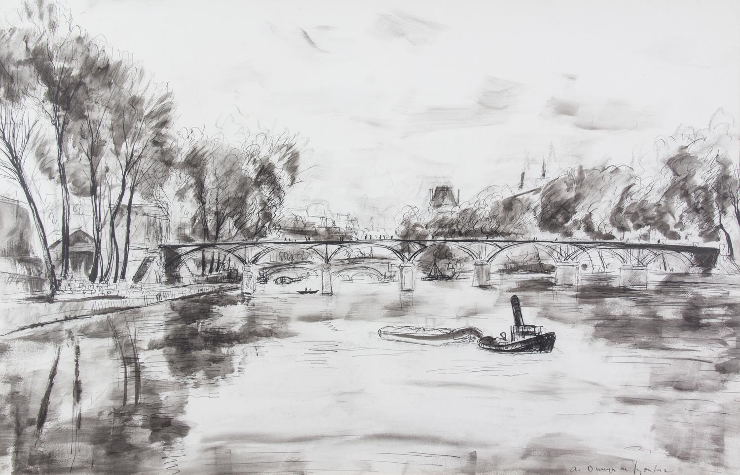 Andre Dunoyer de Segonzac, (French, 1884-1974), Seine River View