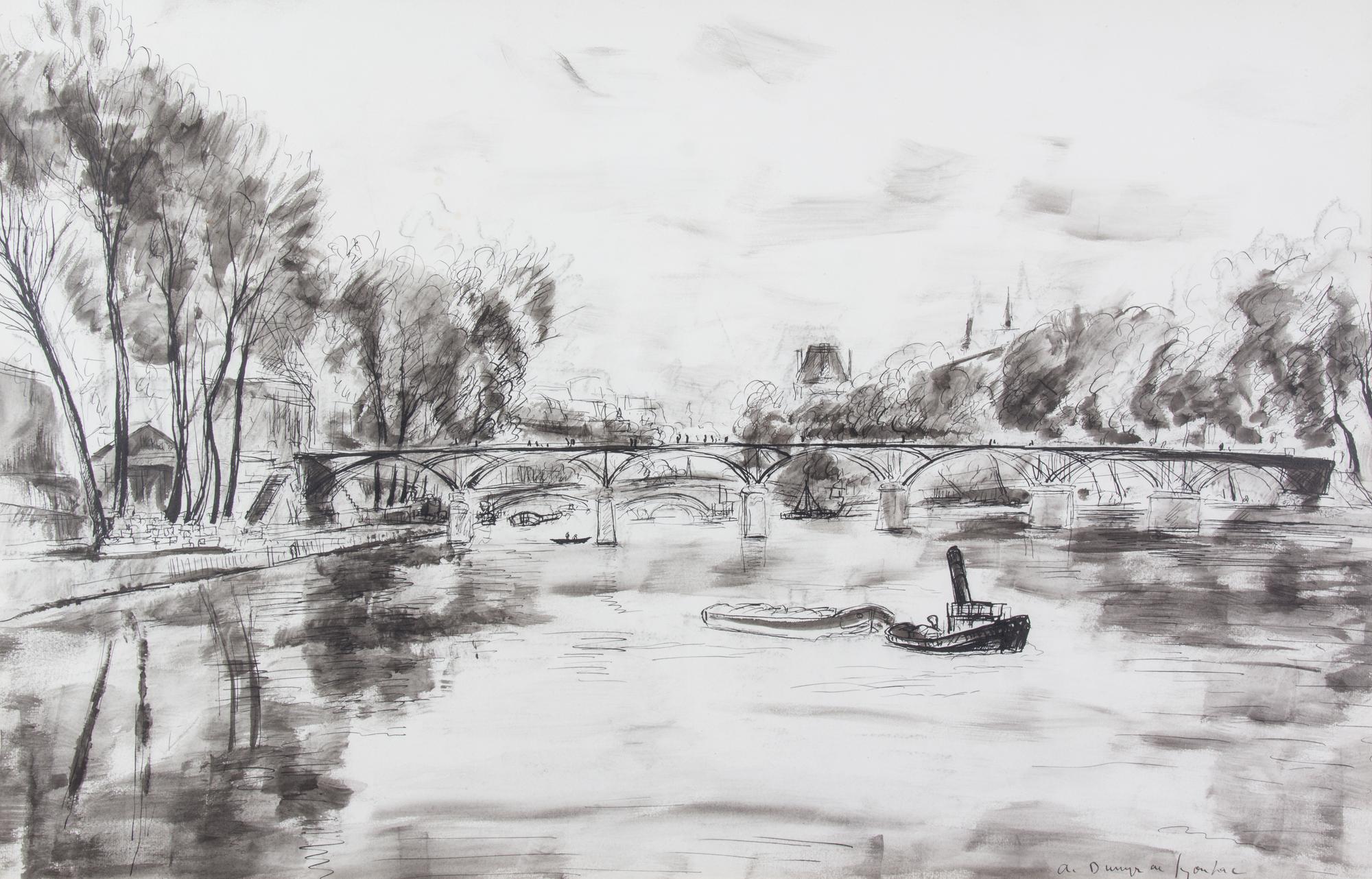 Andre Dunoyer de Segonzac, (French, 1884-1974), Seine River View