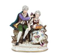 A German Sitzendorf Porcelain Figural Group Height 7 1/2 inches. — 19TH CENTURY