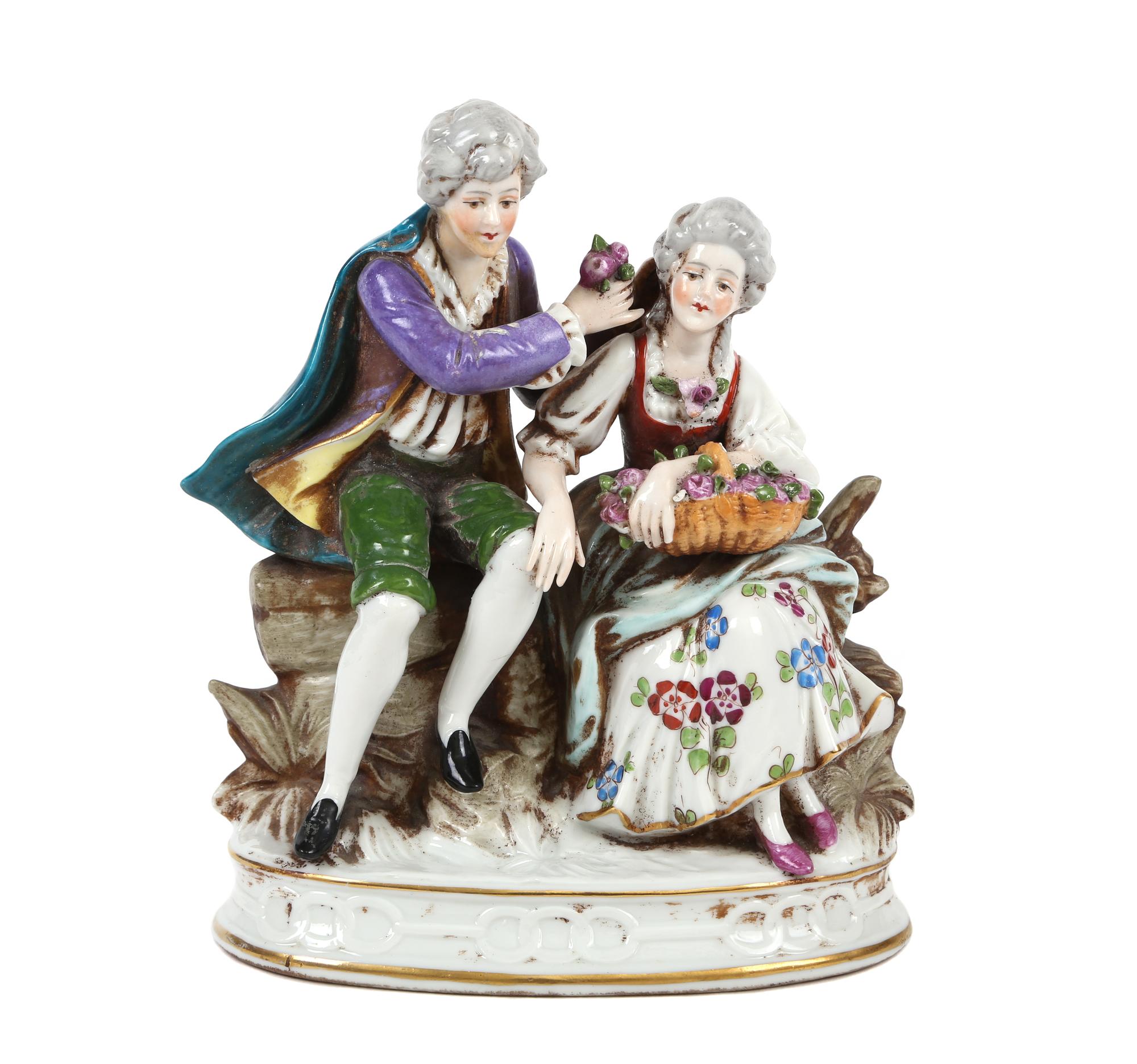 A German Sitzendorf Porcelain Figural Group Height 7 1/2 inches. — 19TH CENTURY