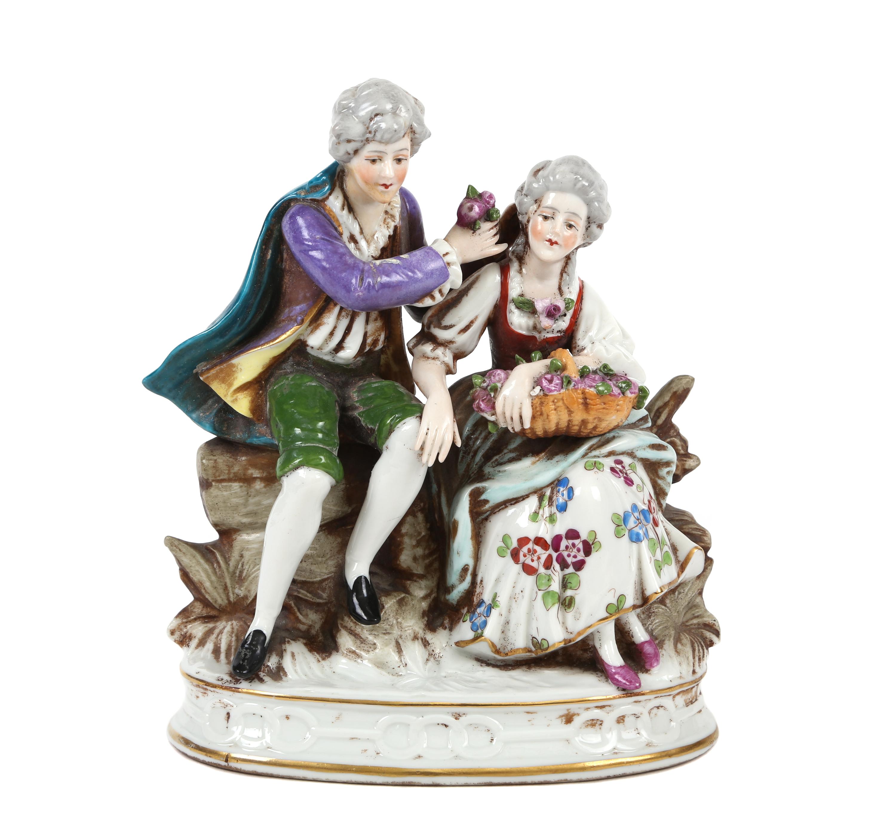 A German Sitzendorf Porcelain Figural Group Height 7 1/2 inches. — 19TH CENTURY