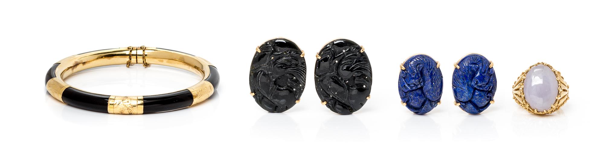 A Collection of 14 Karat Yellow Gold and Gemstone Jewelry, 41.20 dwts.