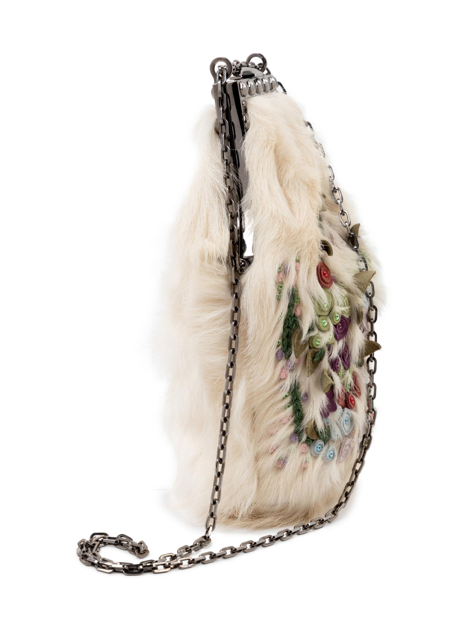 Antique fur embroidered bag