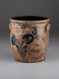 A Thompson Harrington Cobalt Decorated Three-Gallon Stoneware Crock