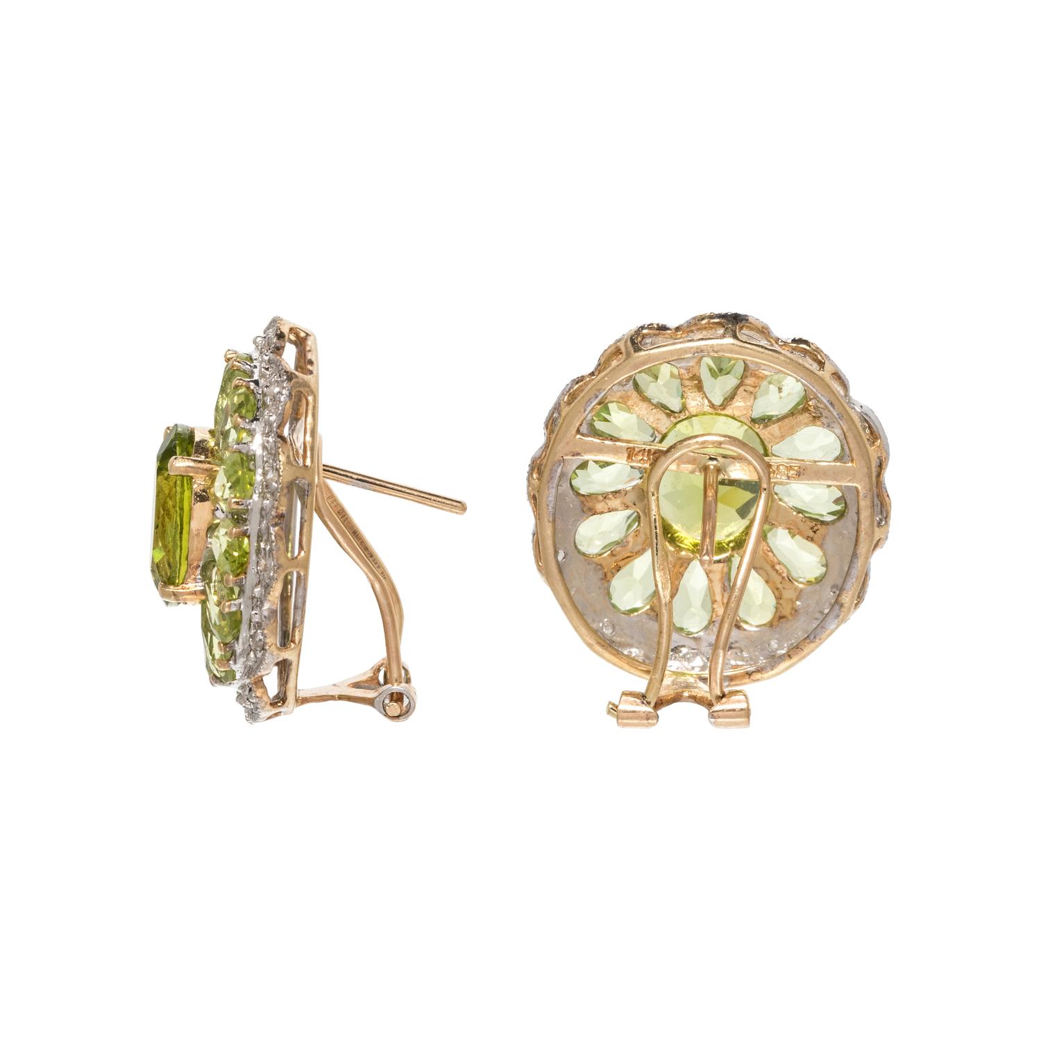 PERIDOT AND DIAMOND EARCLIPS