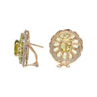 PERIDOT AND DIAMOND EARCLIPS