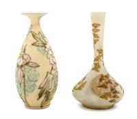 Two Crown Milano Vases Height 7 inches — 19TH CENTURY