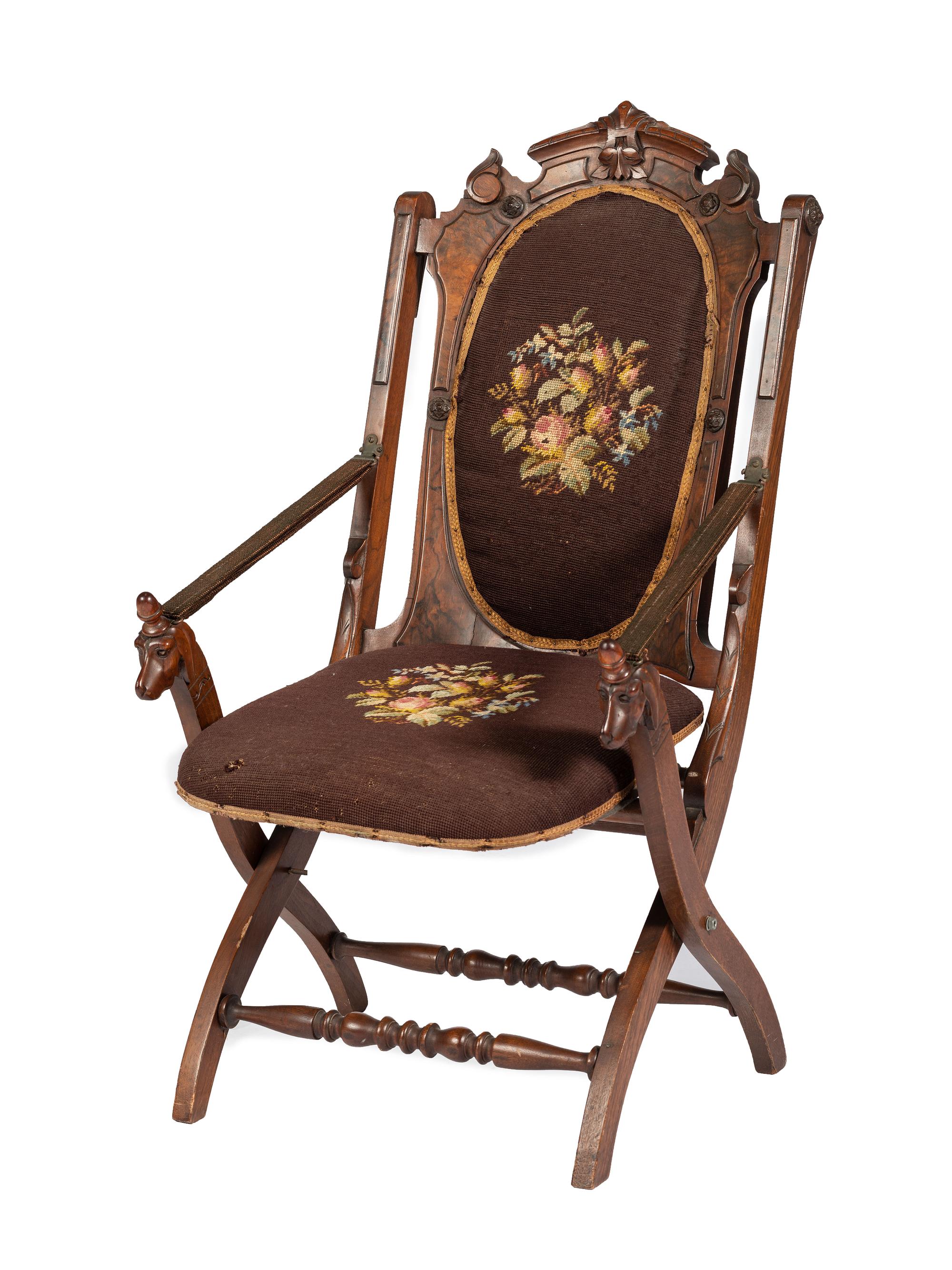 [TRAVEL & EXPLORATION] -- [PEARY, Robert (1856-1920)]. Folding camp chair identified to explorer Robert E. Peary and which accompanied him on the SS Roosevelt during his Arctic explorations.