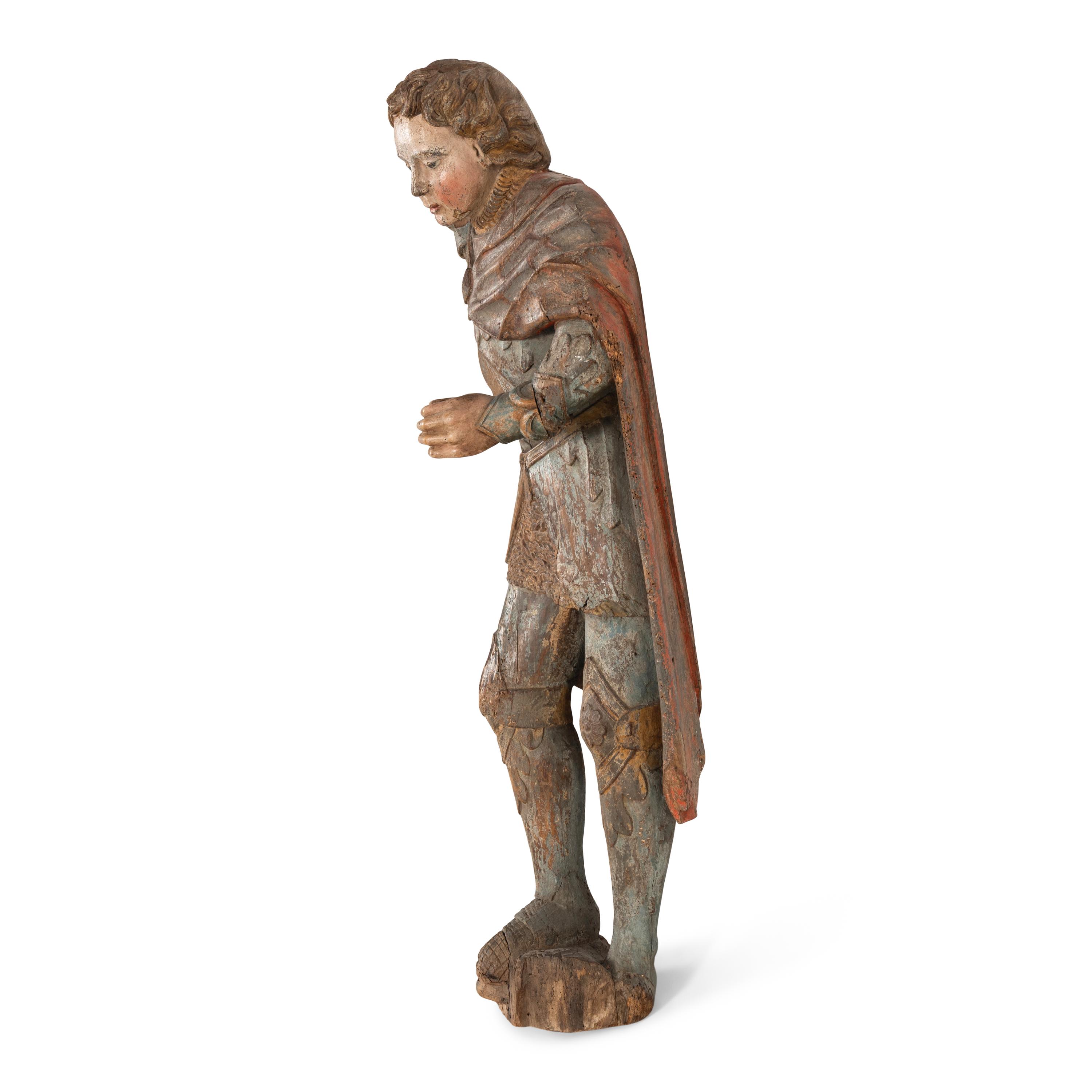 A Carved and Polychrome Decorated Figure of Saint George