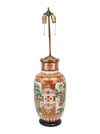 A Satsuma Porcelain Vase Mounted as a Lamp