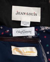 Three Floral Print Designer Dresses: One Three-Piece Oleg Cassini, One Jean-Louis, One Three-Piece Tina Leser, 1970-80s