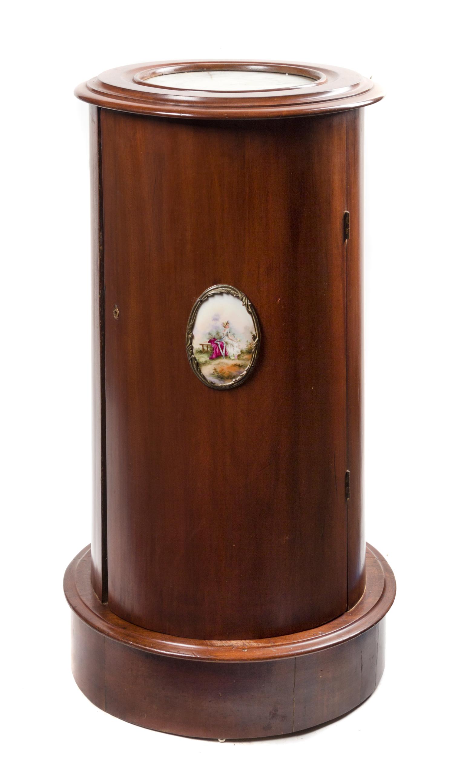 An Austrian Empire Style Pedestal Cabinet Height 28 1/4 x diameter of top 15 inches. — 19TH CENTURY