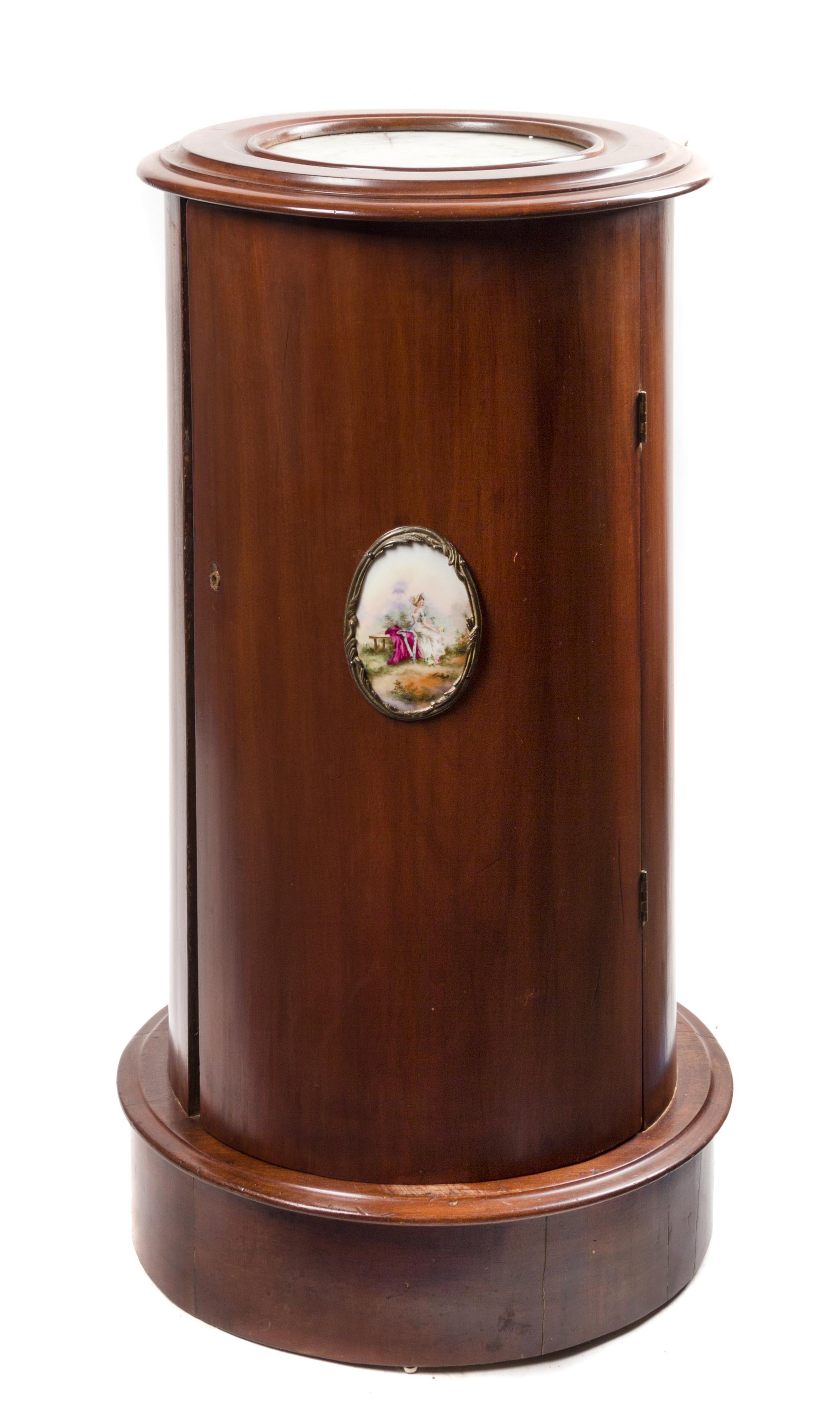 An Austrian Empire Style Pedestal Cabinet Height 28 1/4 x diameter of top 15 inches. — 19TH CENTURY