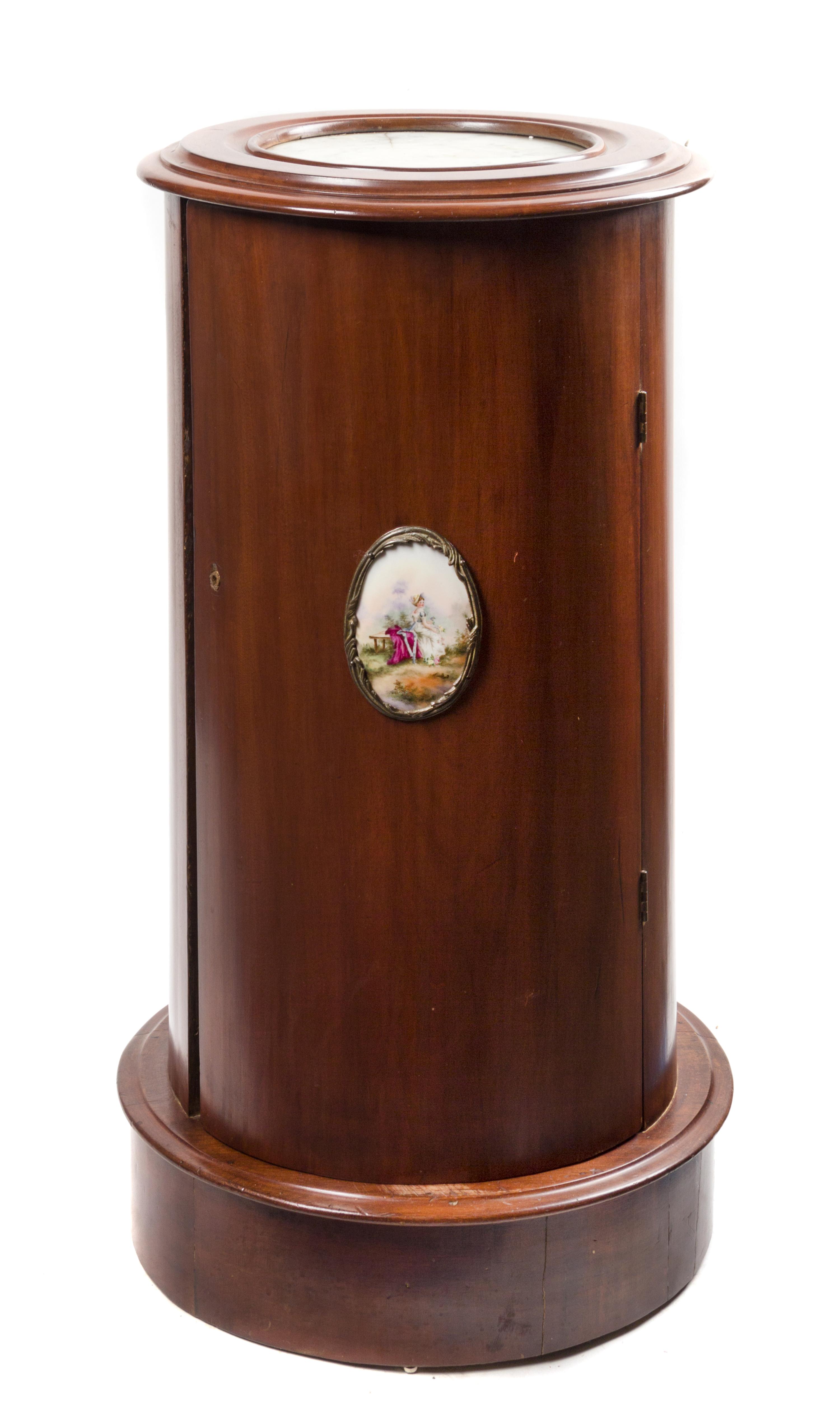An Austrian Empire Style Pedestal Cabinet Height 28 1/4 x diameter of top 15 inches. — 19TH CENTURY