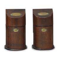 A Pair of George III Style Brass-Mounted Mahogany Match Cases in the Form of Miniature Knife Boxes