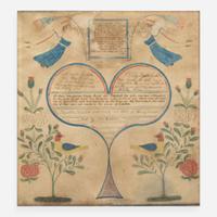 A Fraktur birth record for the Byers Family Signed, "John Gallatin," Franklin Township, York County, PA, dated "1832" Provenance Property of a New York collector.