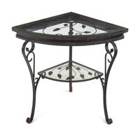A Modern Iron and Glass Corner Table