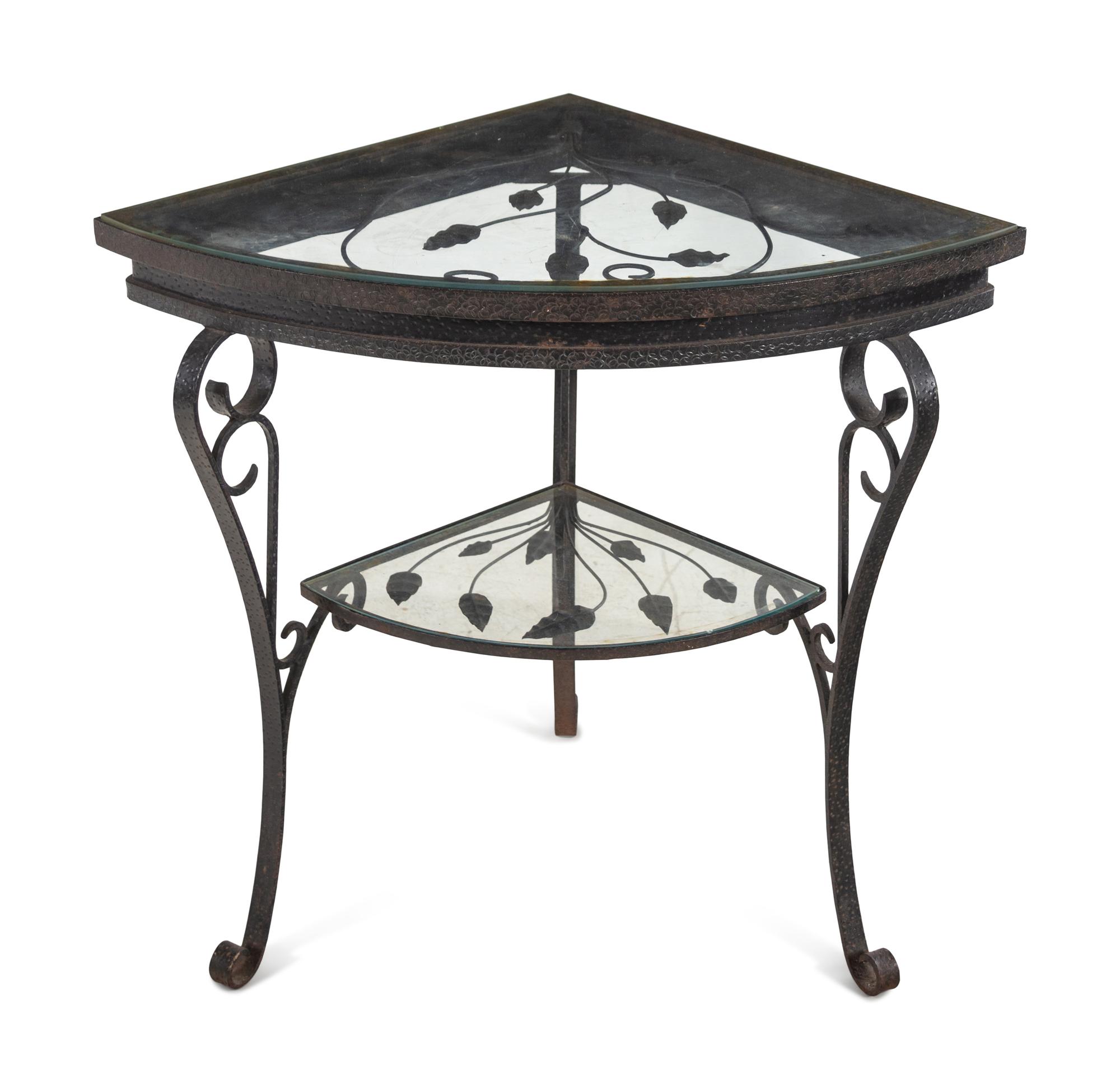 A Modern Iron and Glass Corner Table