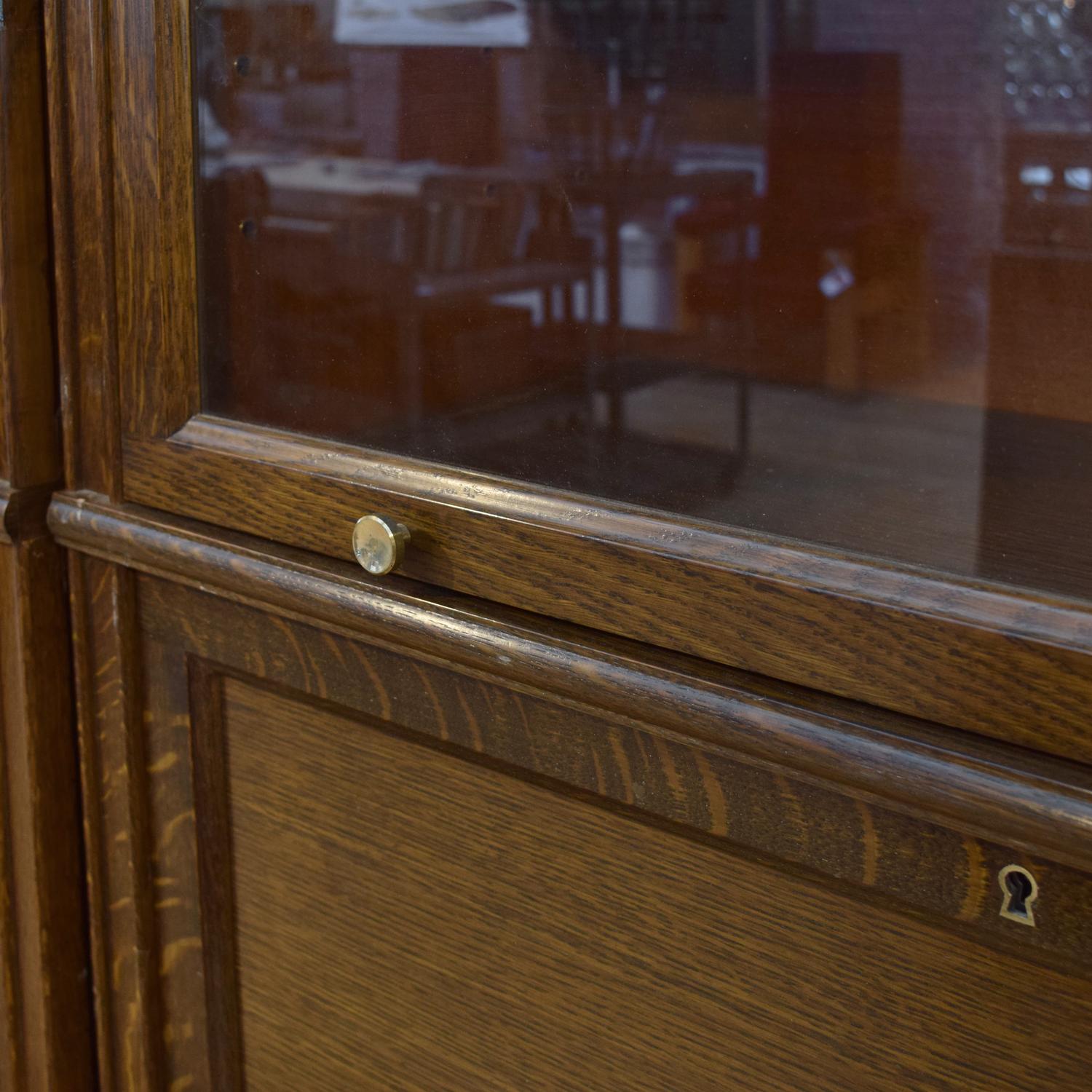 An Oak Multi-Door Filing Cabinet with Desk 109.5" W x 19" D x 91" H — France, Mid-20th Century