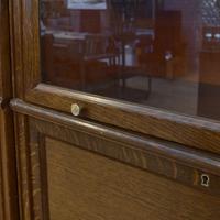 An Oak Multi-Door Filing Cabinet with Desk 109.5" W x 19" D x 91" H — France, Mid-20th Century