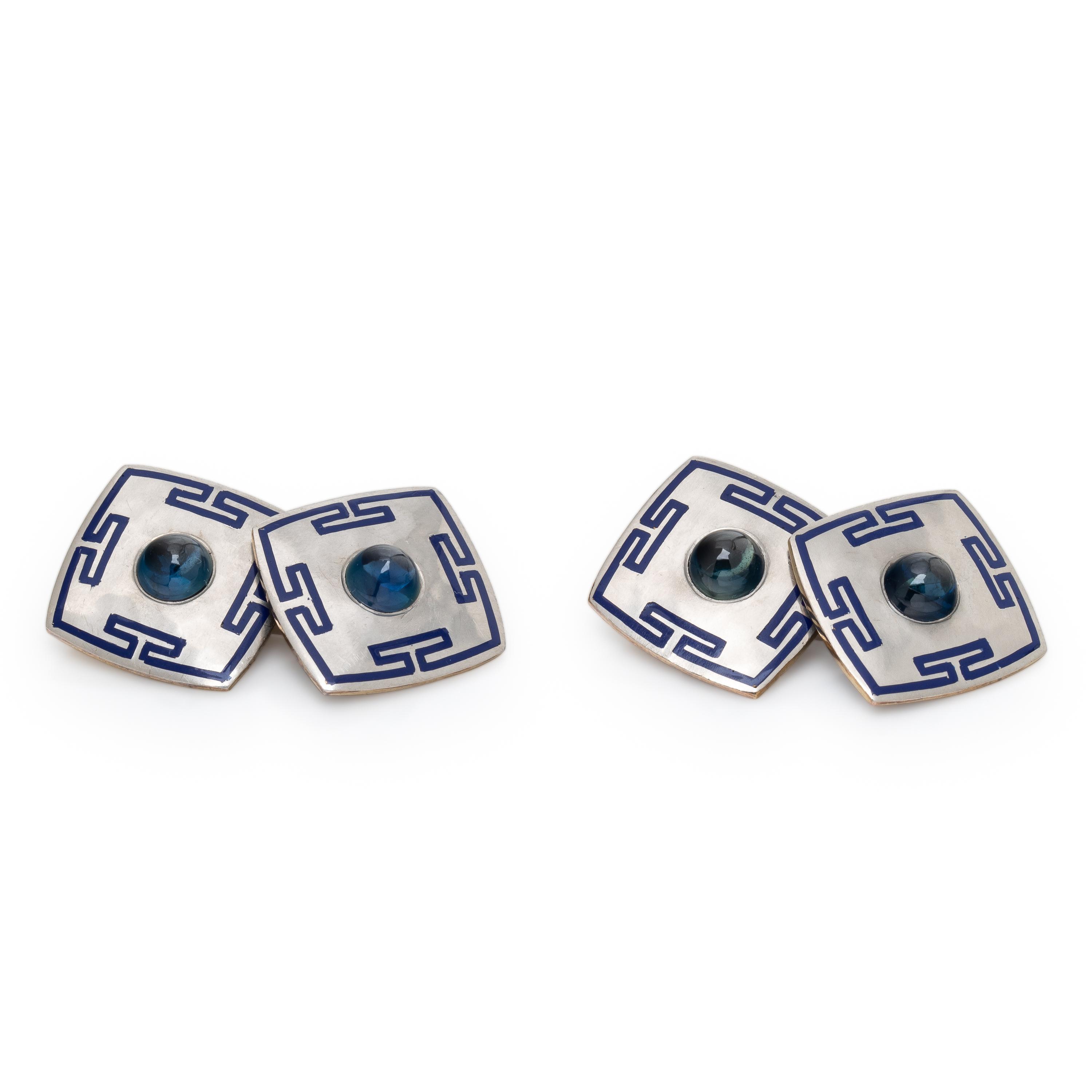 Art Deco, Sapphire and Enamel Cufflinks