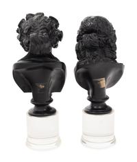 A Pair of Grand Tour Style Resin and Acrylic Portrait Busts